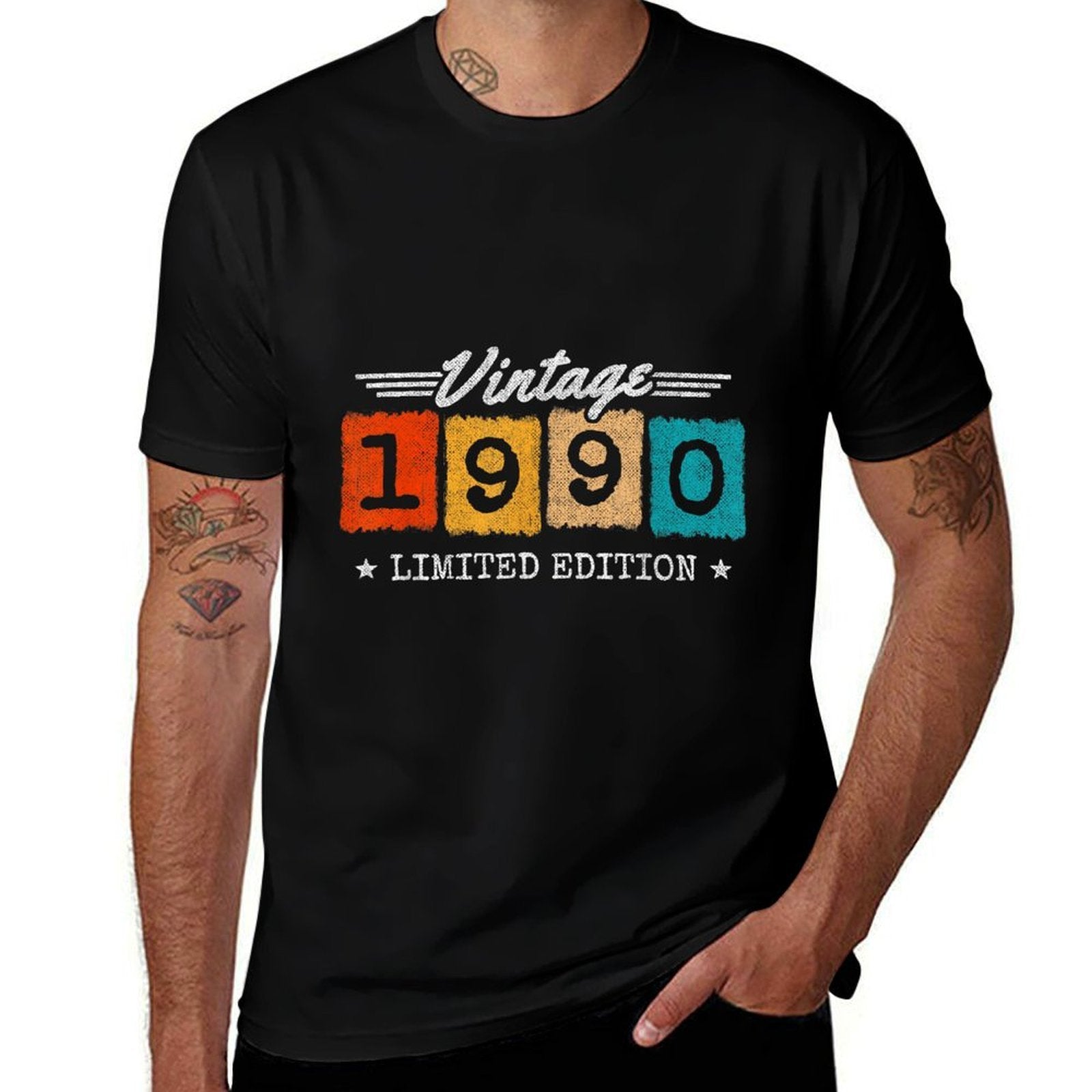 1990 Limited Edition - 1990 Birthday Year - Vintage 1990  Ribbed Collar T-Shirt