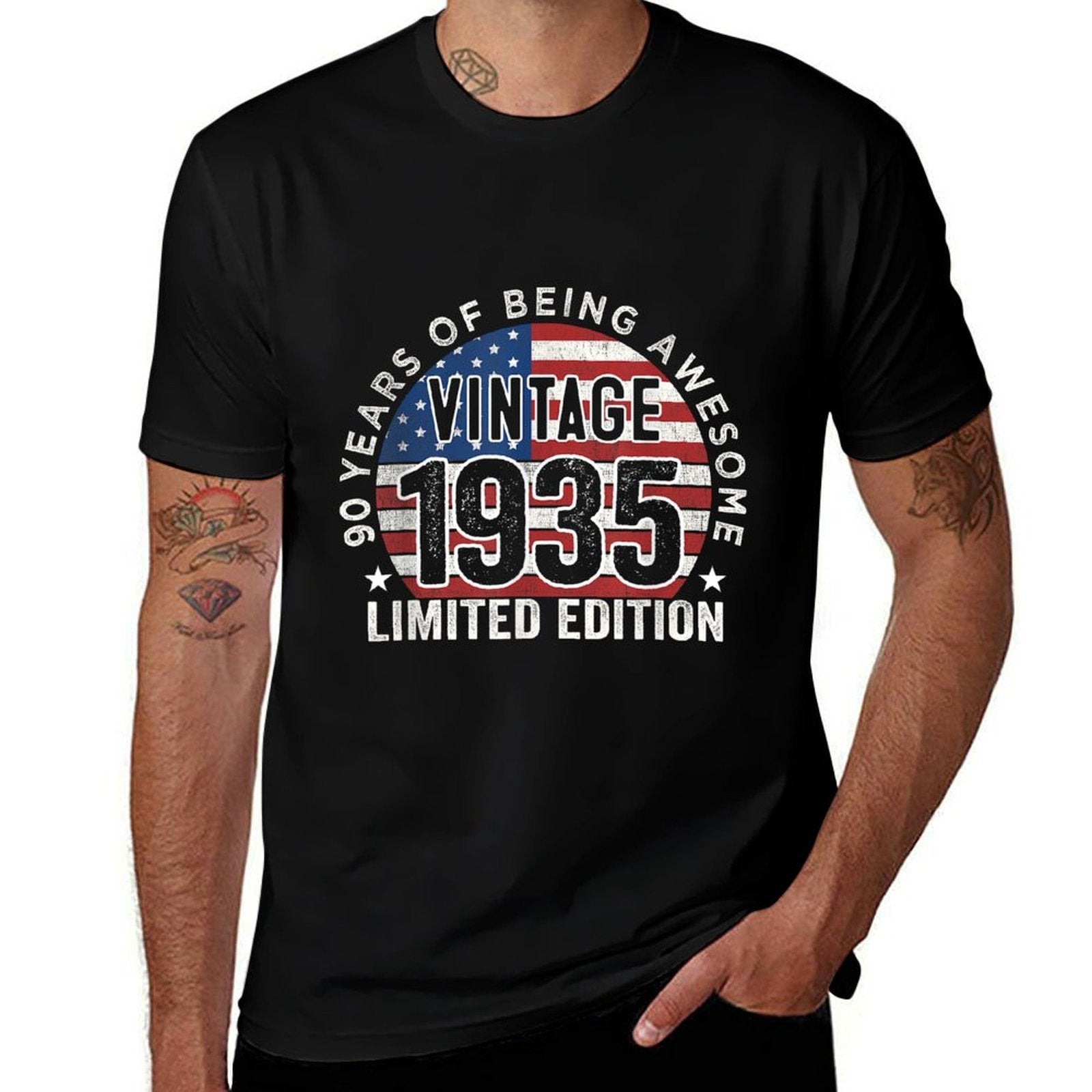 90th Birthday Gifts Men Vintage 1935 90 Years Old USA  Graphic-printed T-Shirt