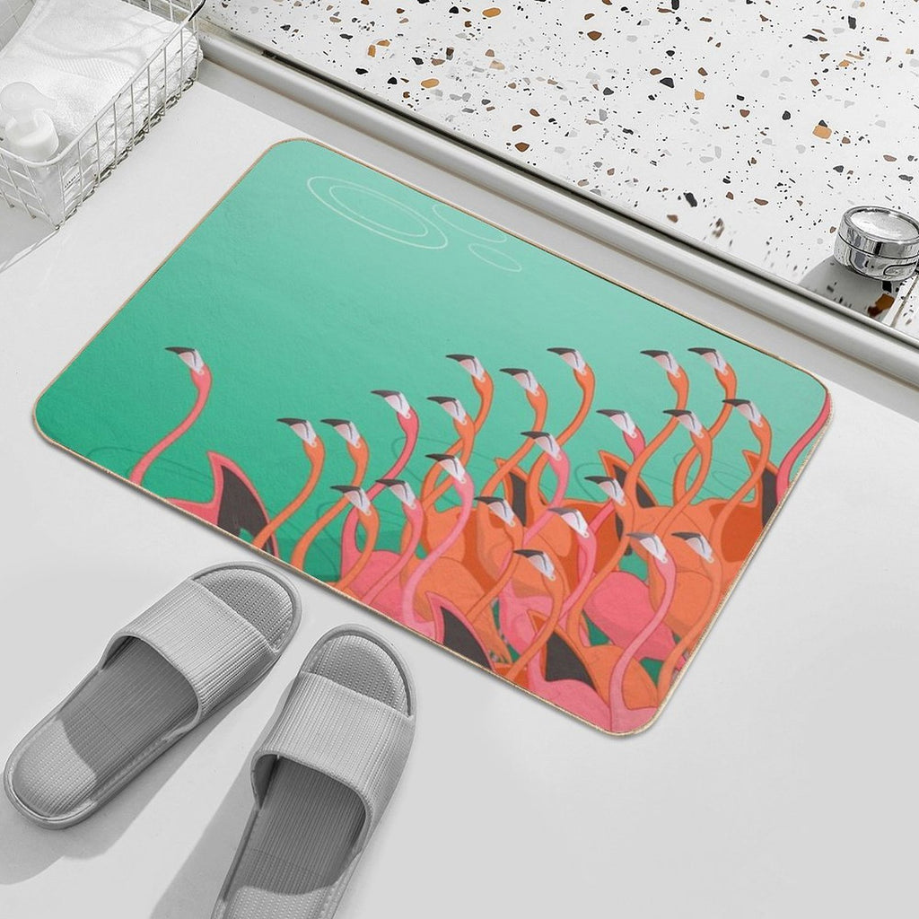 Fresco of The Flamingoes  Easy Maintenance Bath Mat