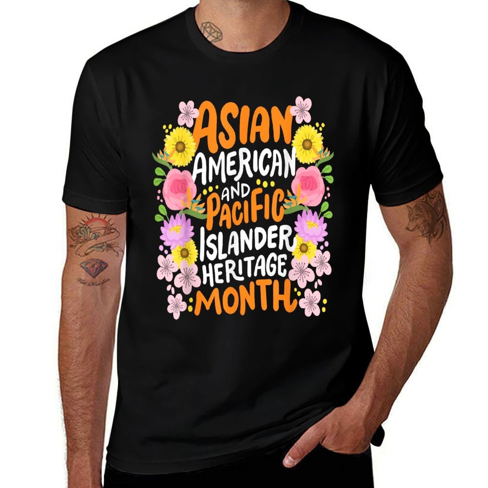Asian American Pacific Islander Heritage Month Retro Groovy  Fade-proof Color T-Shirt