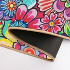 Blooms on Red  Long-Lasting Bath Mat