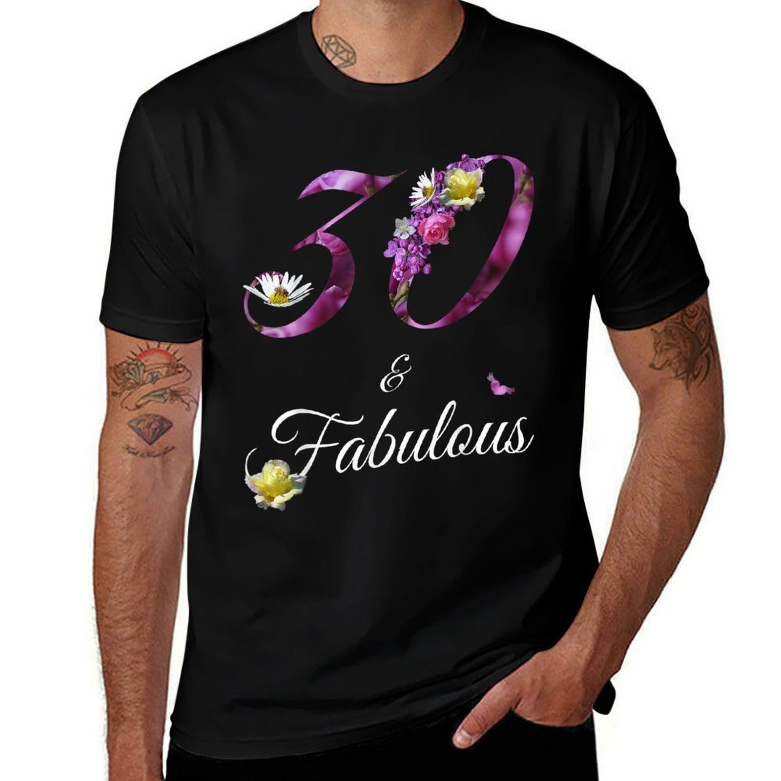 30 & Fabulous 30 Year Old Floral 1994 30th Birthday Gift  Easy-care T-Shirt