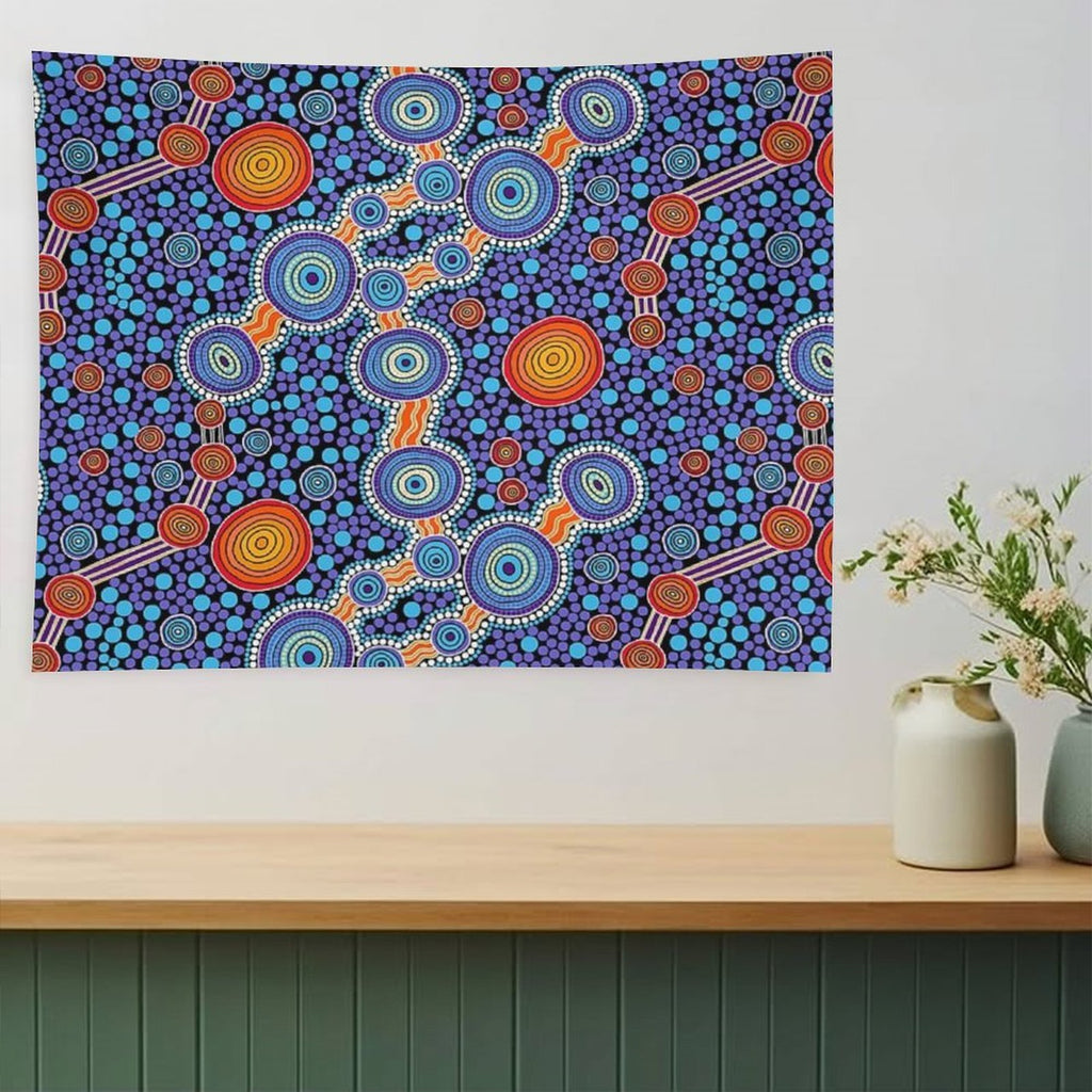 Authentic Aboriginal Art - The Journey Blue Tapestry