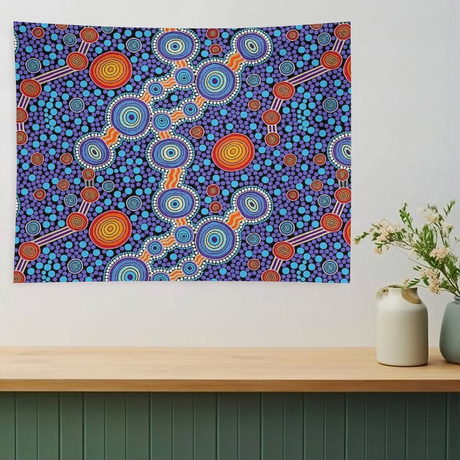 Authentic Aboriginal Art - The Journey Blue Tapestry