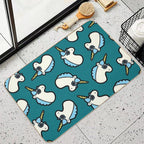 Unicorns Are Cool Pattern - Blue  Rapid-Drying Bath Mat