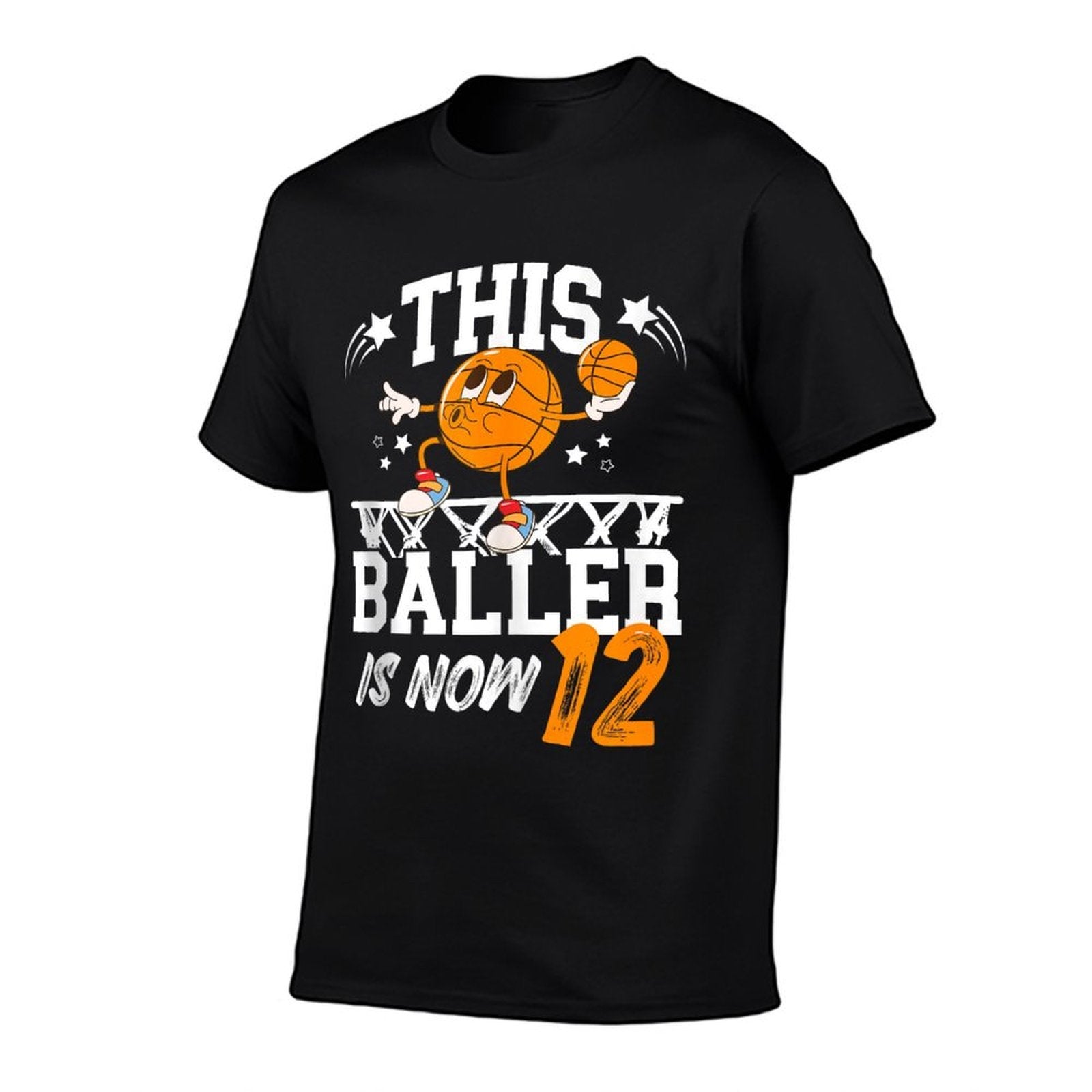 12th Basketball Birthday Twelve Year Old Basketball Player  Oversized Silhouette T-Shirt