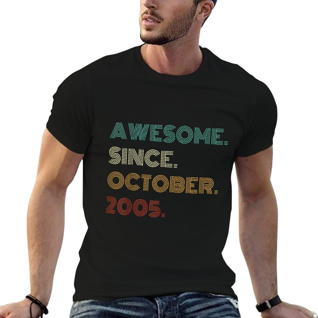 20 Years Old Awesome Since October 2005 20th Birthday  Cotton T-Shirt