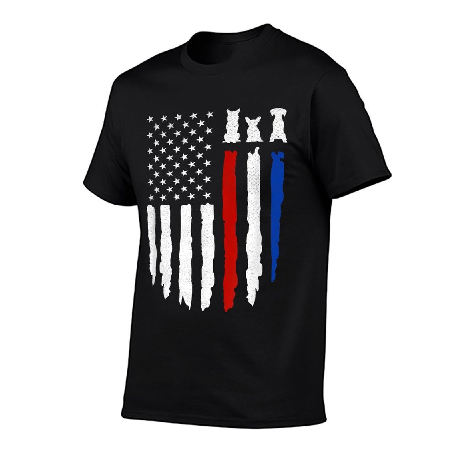 American with Dog Silhouettes Pet Lover 4th of July  Vintage-inspired T-Shirt