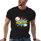 40 Years Old 40th Birthday B-day Superhero  Ribbed Collar T-Shirt