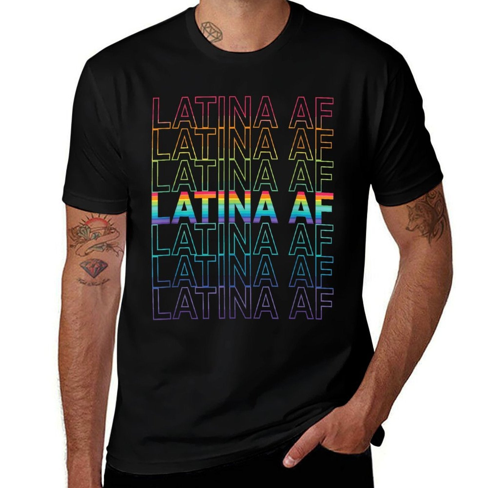 Latina AF LGBTQ Gay Pride Rainbow Design  Graphic-printed T-Shirt