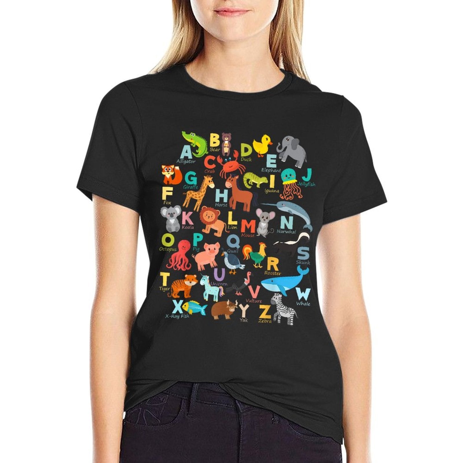 Alphabet Animal ABCs Learning for Boys, Girls, Adults  Slim-fit Cut T-Shirt
