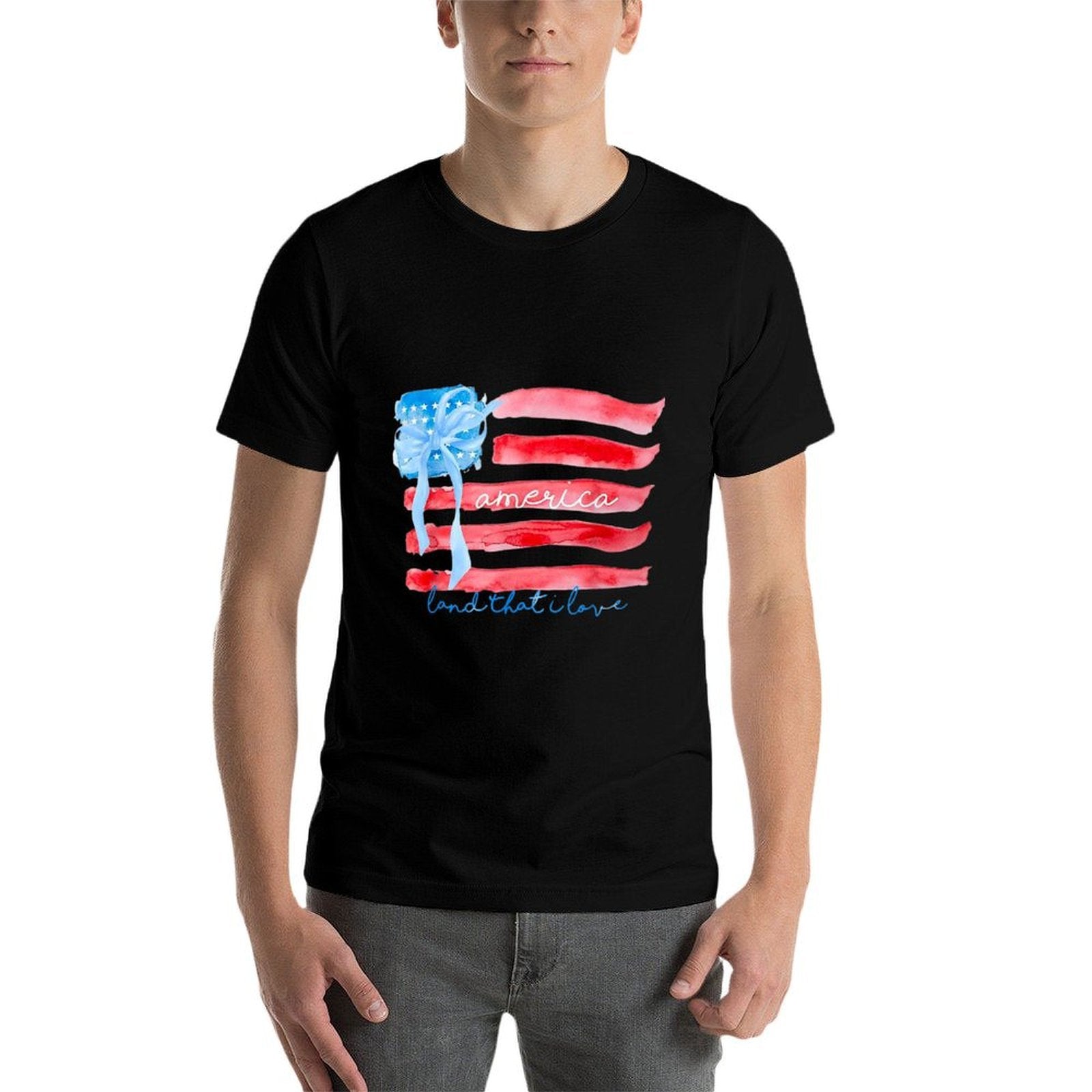 America Land That I Love - Coquette Watercolor American  High-quality Stitching T-Shirt