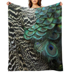 Peacock Bird Feathers Plumage Texture 1 Plush Throw Blanket