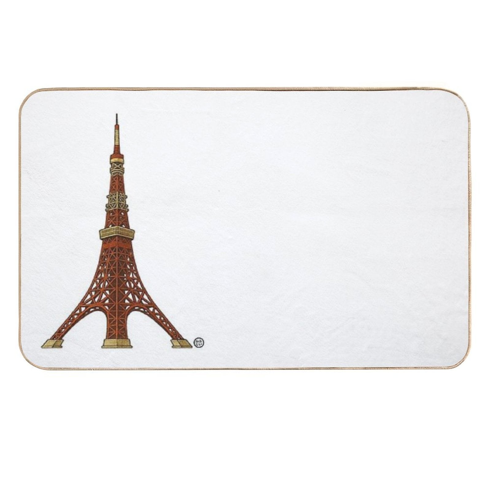 Tokyo Tower - Vintage Japanese Style  Easy Maintenance Bath Mat