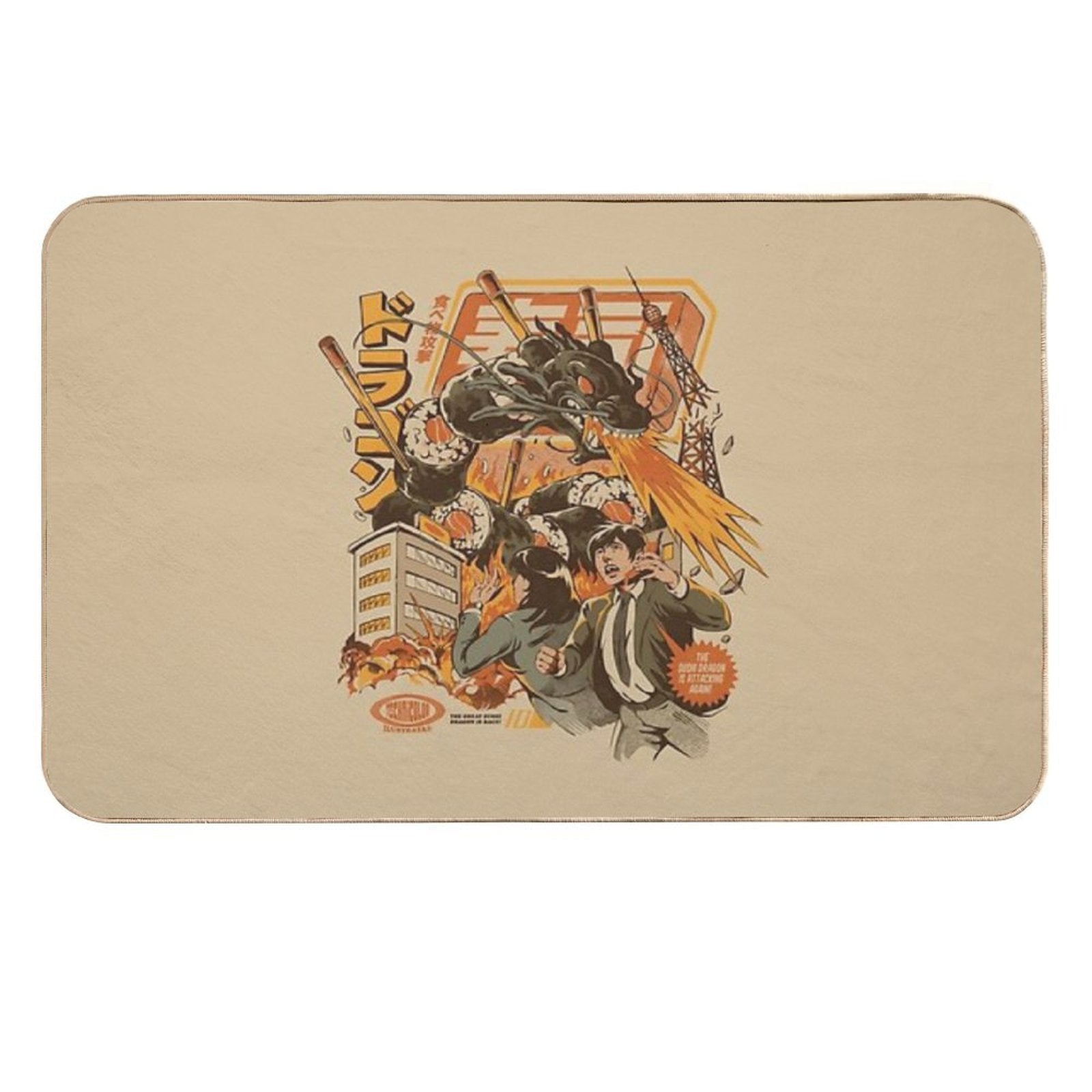 Sushi Dragon Attack  Stain-Proof Bath Mat