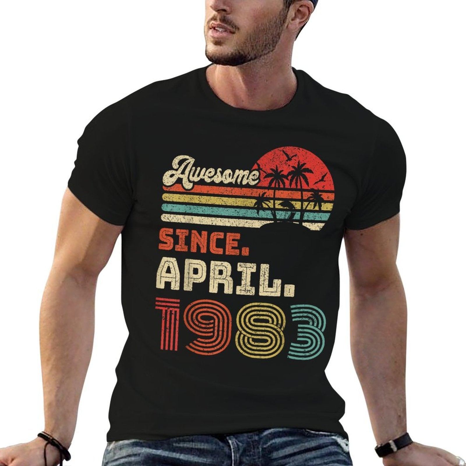 40 Year Old Awesome Since April 1983 40th Birthday  Polyester Blend T-Shirt