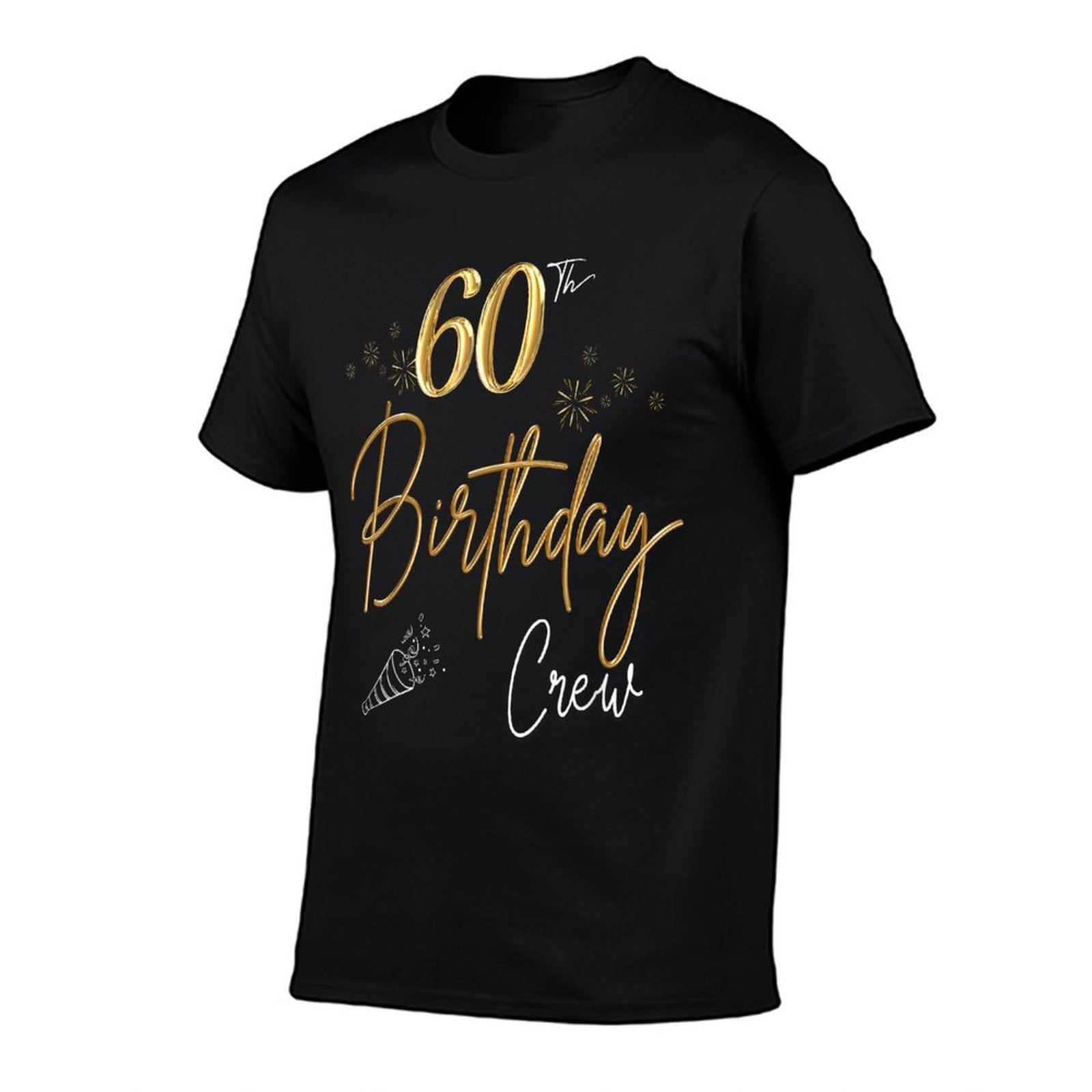 60th Birthday Crew 60th Bday Party Squad Friends Crown Funny  Ribbed Collar T-Shirt