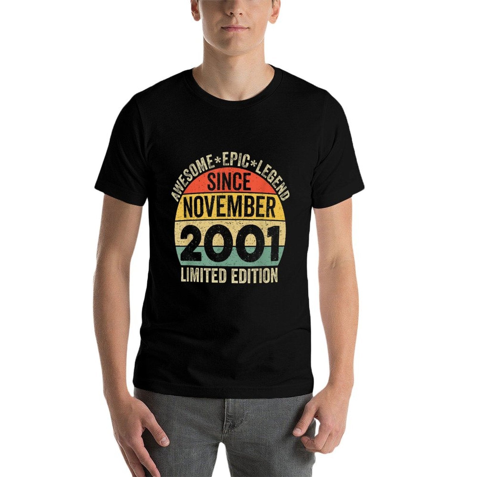 Awesome Legend Since November 2001 21 Year Old 21st Birthday  Ribbed Collar T-Shirt