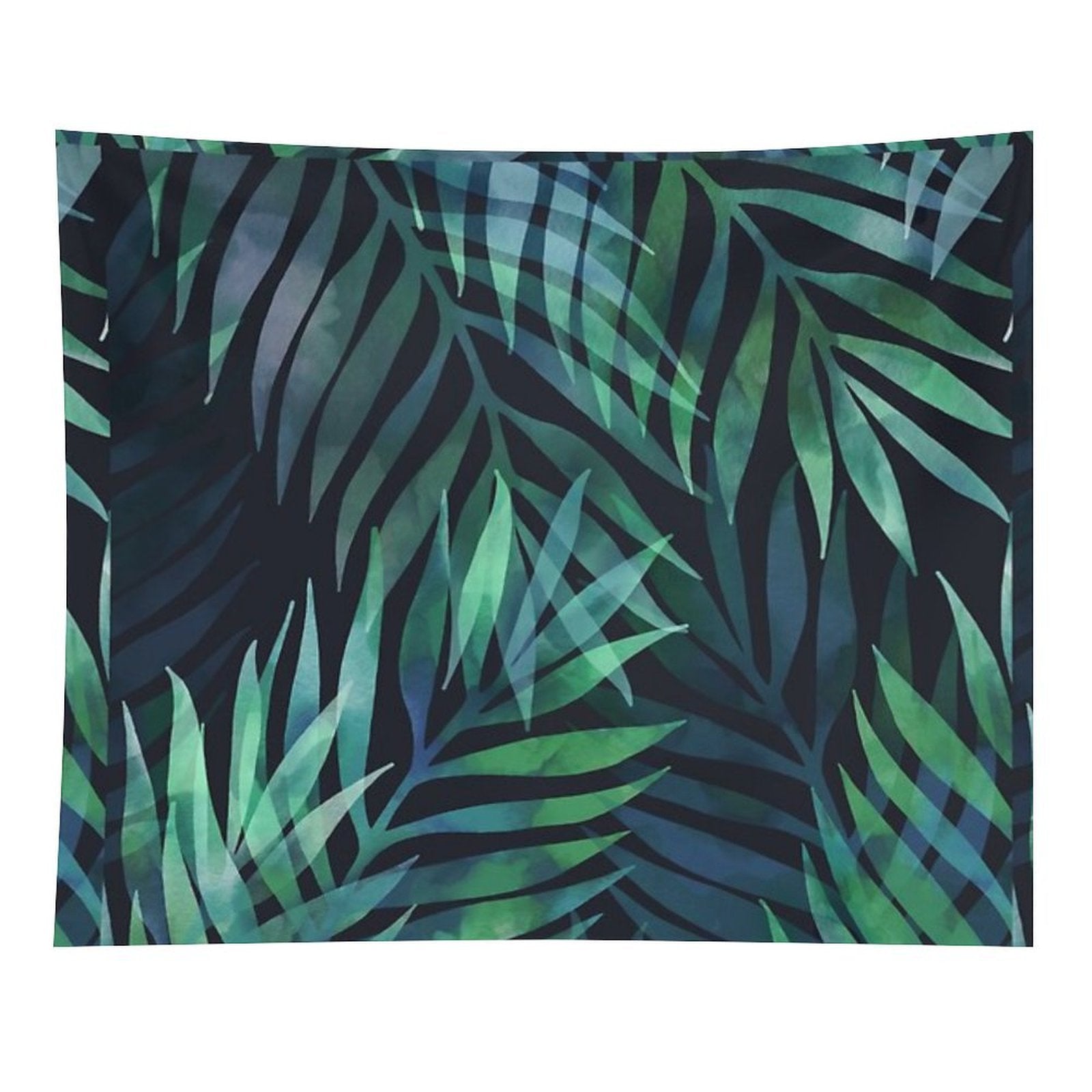 Dark Green Palms Leaves Pattern Tapestry