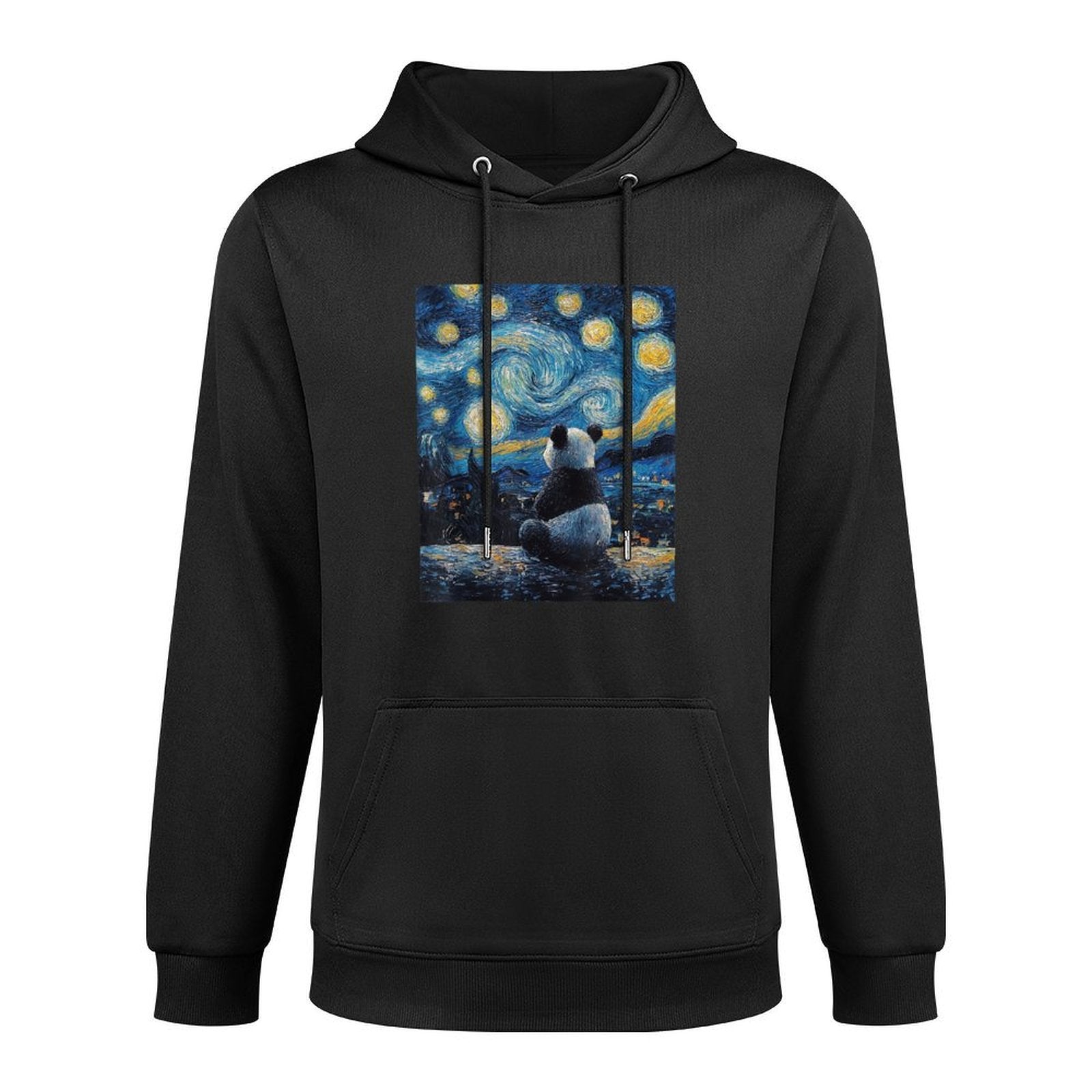 Cute Panda Bear - Van Gogh Style - Starry Night Graphic Durable Construction Hoodie