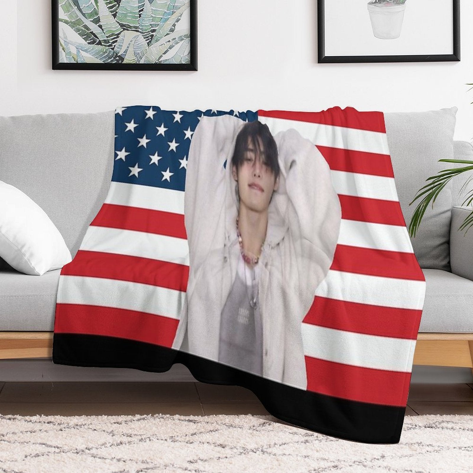 Park Sunghoon U.s American Flag Durable Throw Blanket