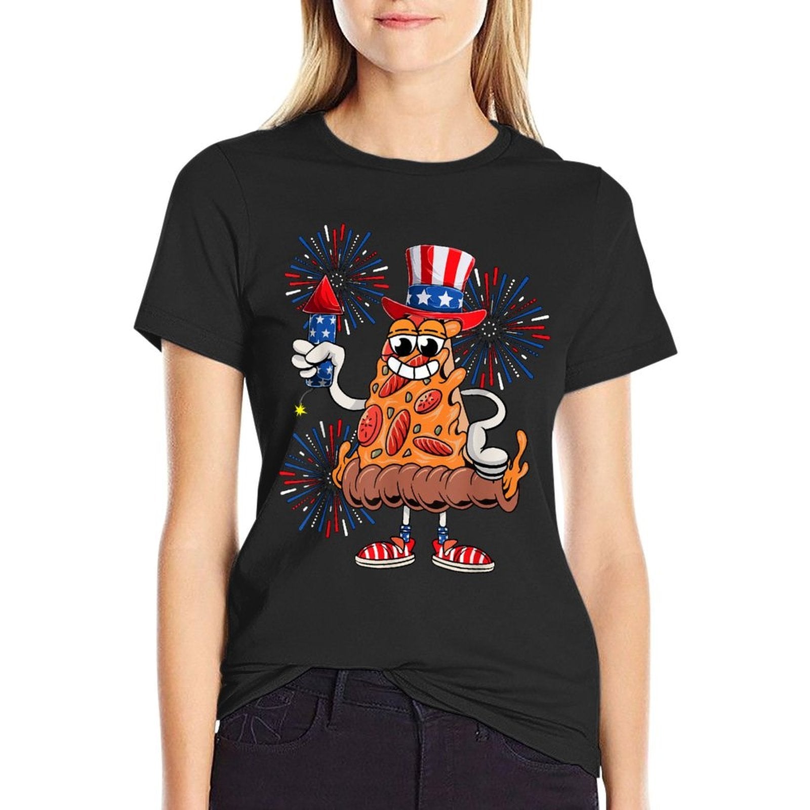 4th Of July Pizza Proud Fireworks Matching Food Lover  Soft T-Shirt