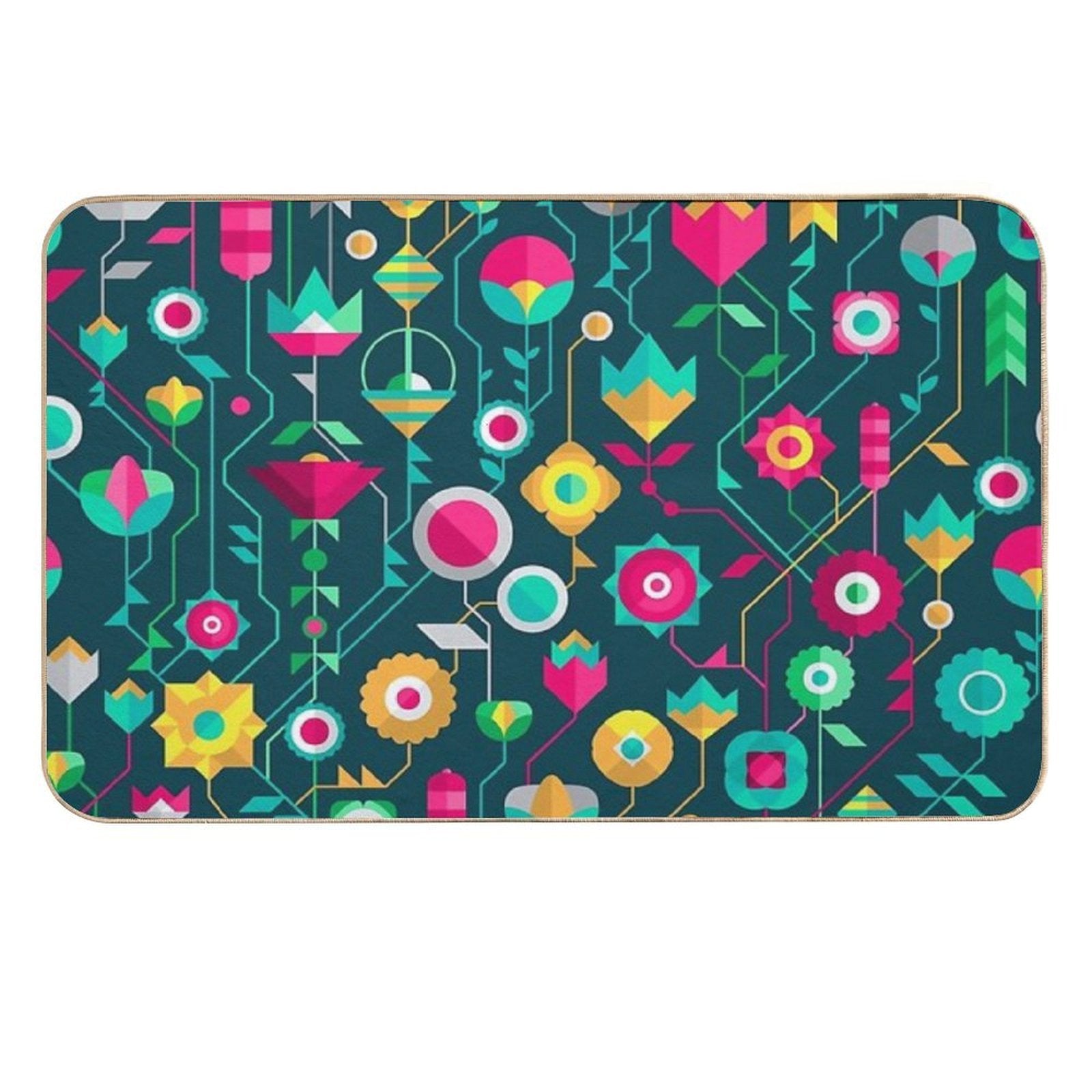 LL334  Geometric Floral I  Rapid-Drying Bath Mat