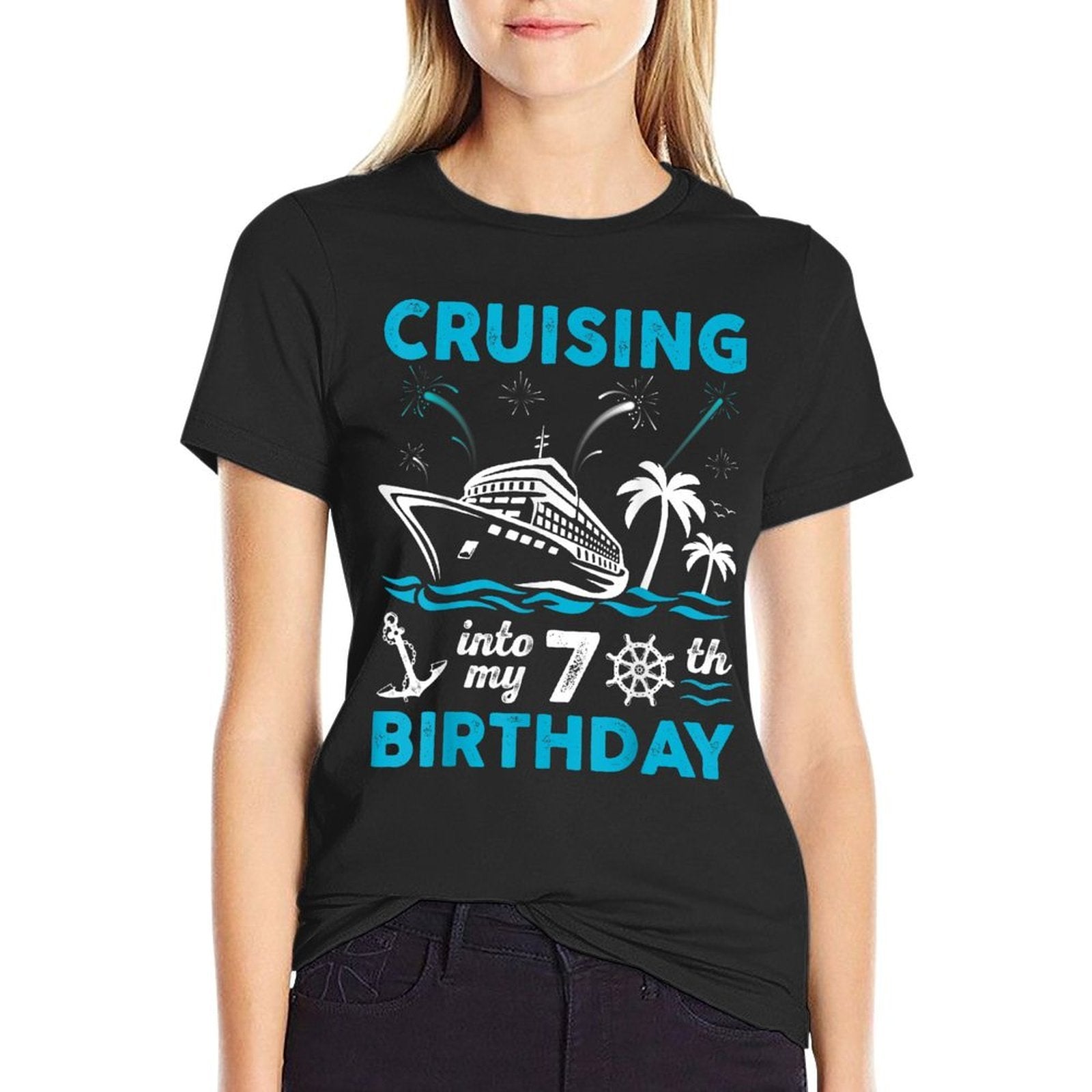 70 Year Old Birthday Cruising Into My 70th Birthday Cruise  Durable T-Shirt