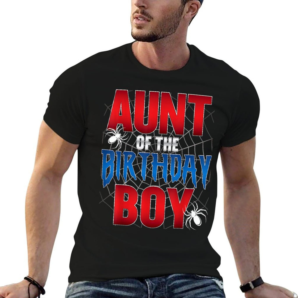 Aunt Of The Birthday Boy Spider Web Birthday Party Matching  Polyester Blend T-Shirt