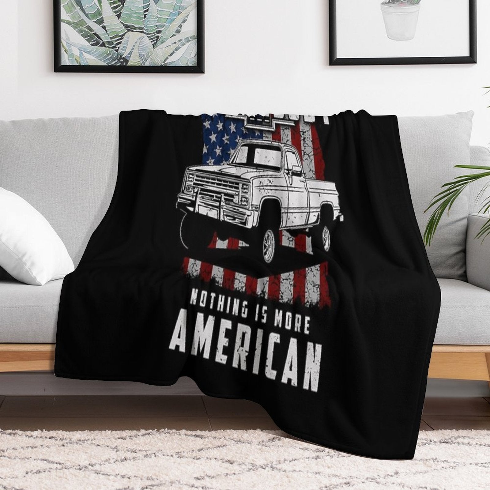 Squarebody Nothing Is More American Funny Square Body Pickup Truck Driver Gift-ready Throw Blanket