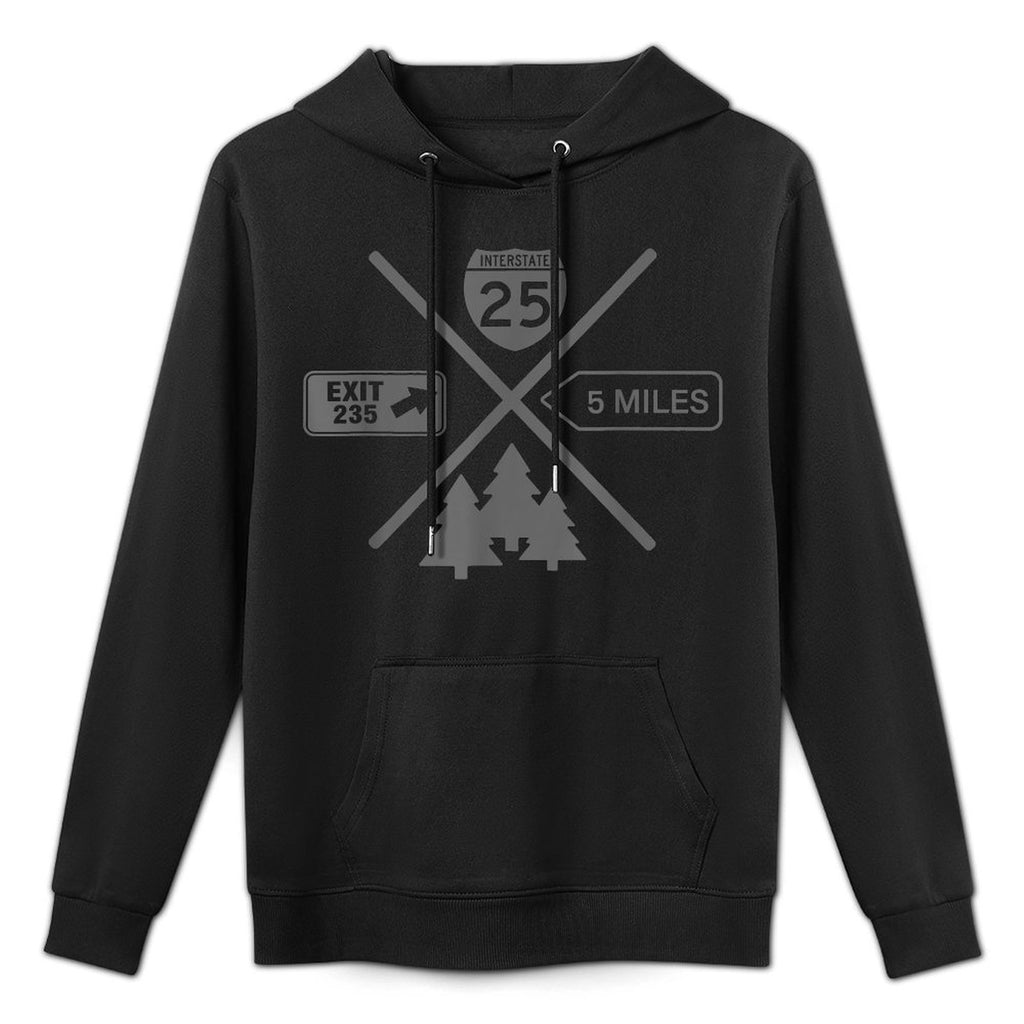 Interstate 25 Exit 235 5 Miles Funny Meme Cotton-Polyester Blend Hoodie