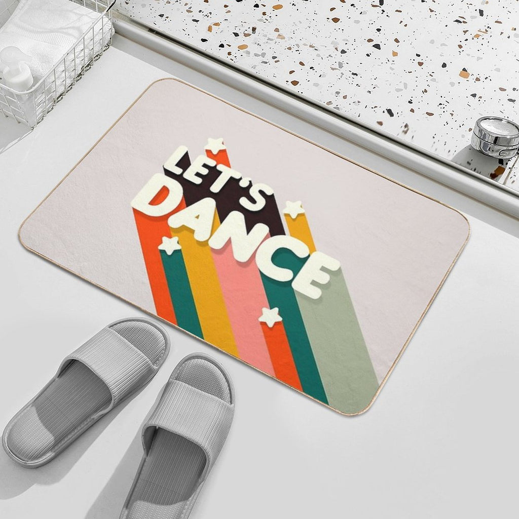 Let's Dance Retro Rainbow Text  Stain-Proof Bath Mat