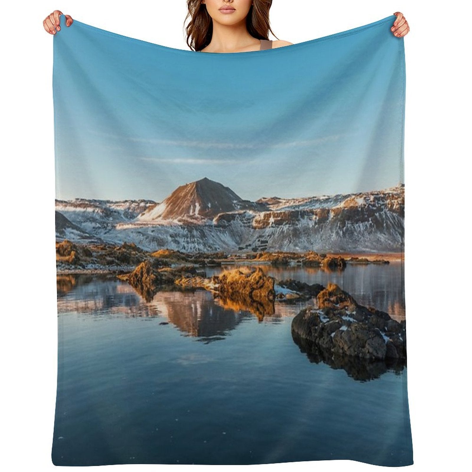 Winter Landscape in Iceland II Eco-conscious Throw Blanket