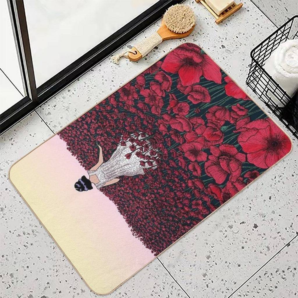 Field of Poppies  Coloured Version  Pet-Safe Bath Mat