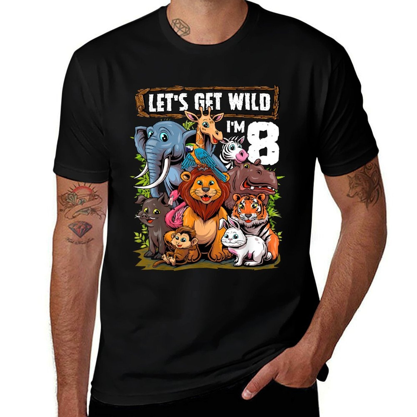 8 Year Old Zoo Birthday Safari Jungle Animals 8th Birthday  Durable T-Shirt