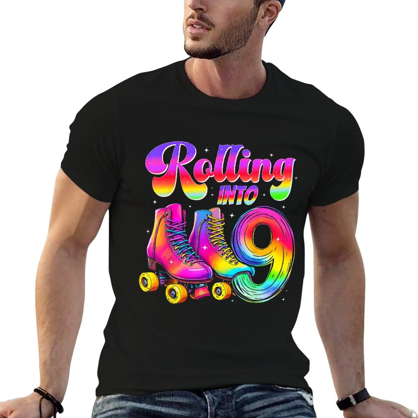 9th Birthday Girl Nine 9 Year Old Roller Skate Skating Party  Breathable T-Shirt