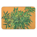 Ash-Tree, Floral Art Pastel Painting Green Yellow  Easy Maintenance Bath Mat