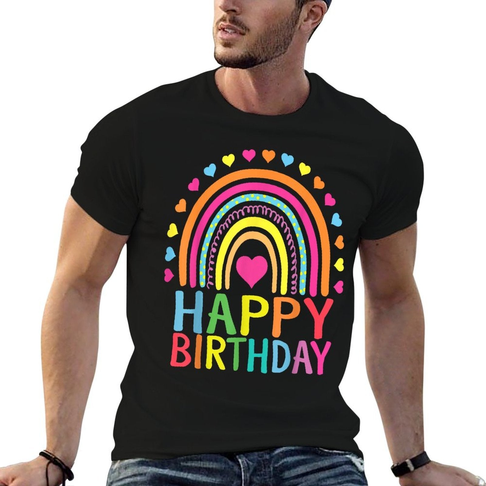Happy Birthday for Womenns Girls Kids Gift Rainbow  Vintage-inspired T-Shirt