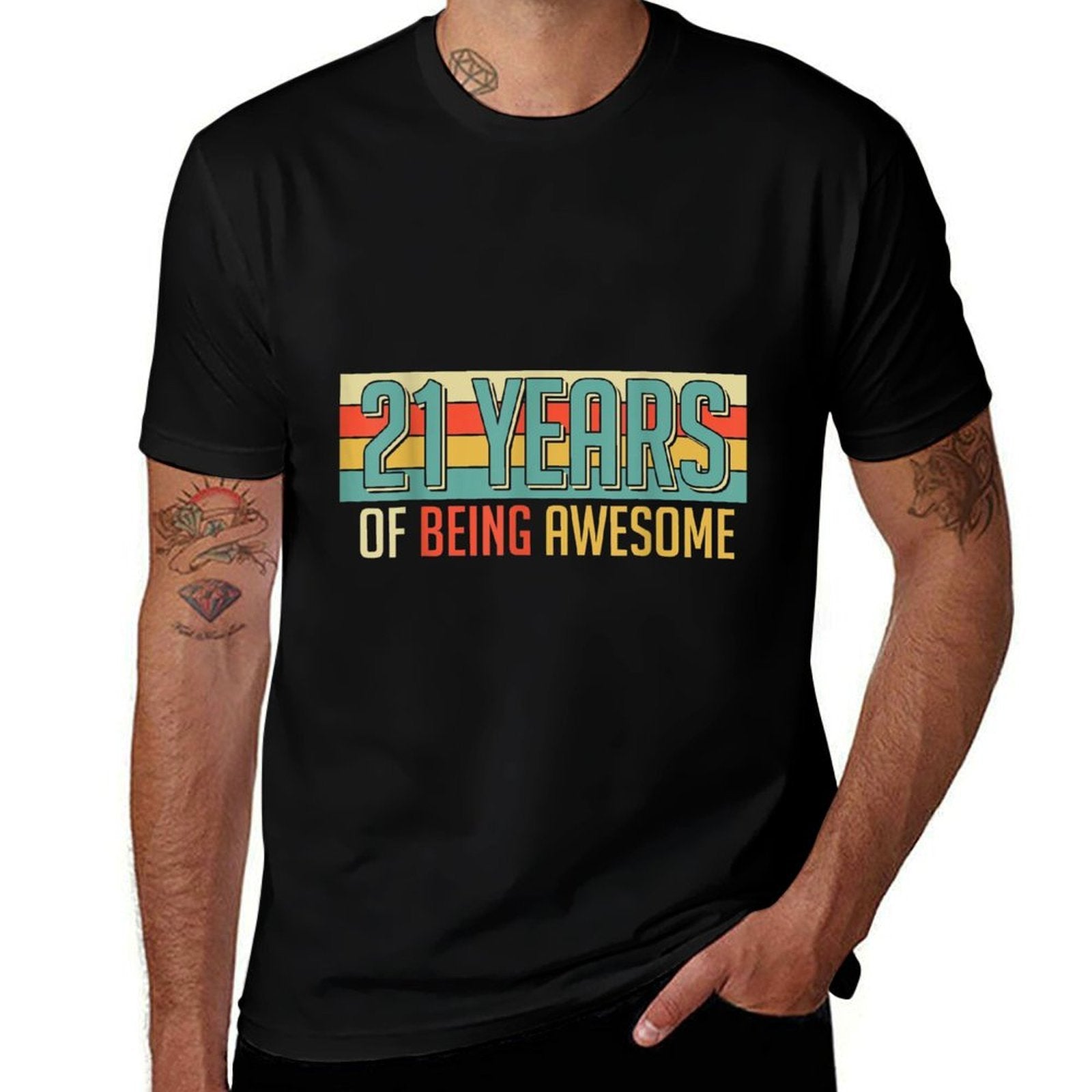 21 Years Old 21 Years Of Being Awesome Gifts 21st Birthday  Trendy Pattern T-Shirt