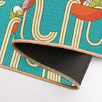 Plates of Noodles And Funny Cats.  Slip-Resistant Bath Mat