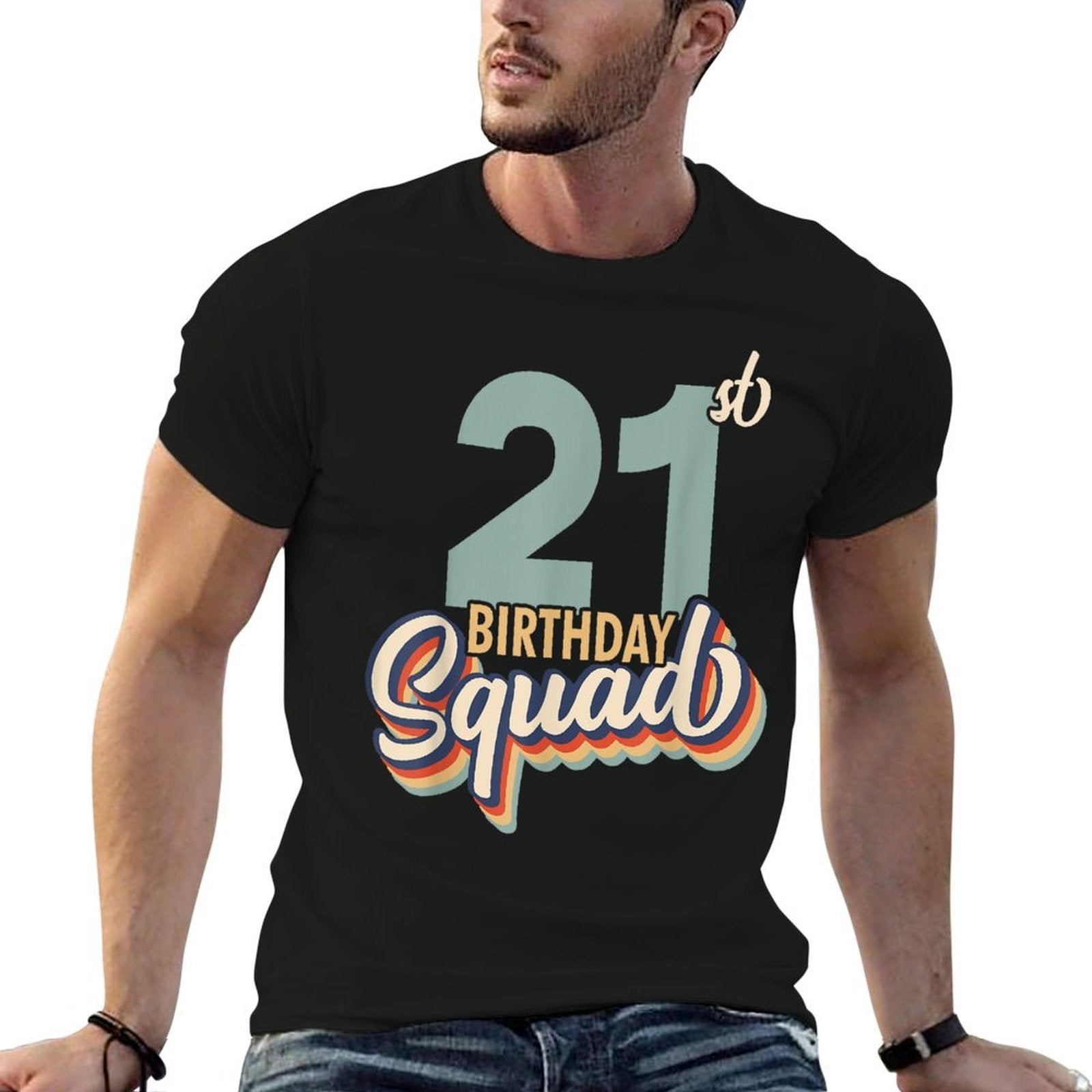 21st Birthday - Retro Birthday Squad  Wrinkle-resistant T-Shirt