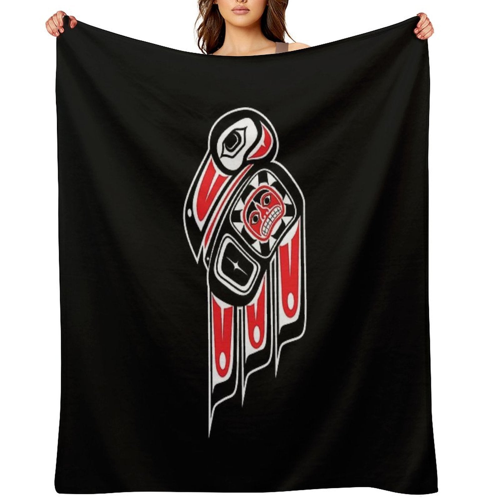 Haida Raven Shrink-resistant Throw Blanket