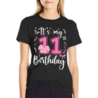 11th Coquette Themed Birthday Eleven Year Old Girl Bow Comfortable T-Shirt