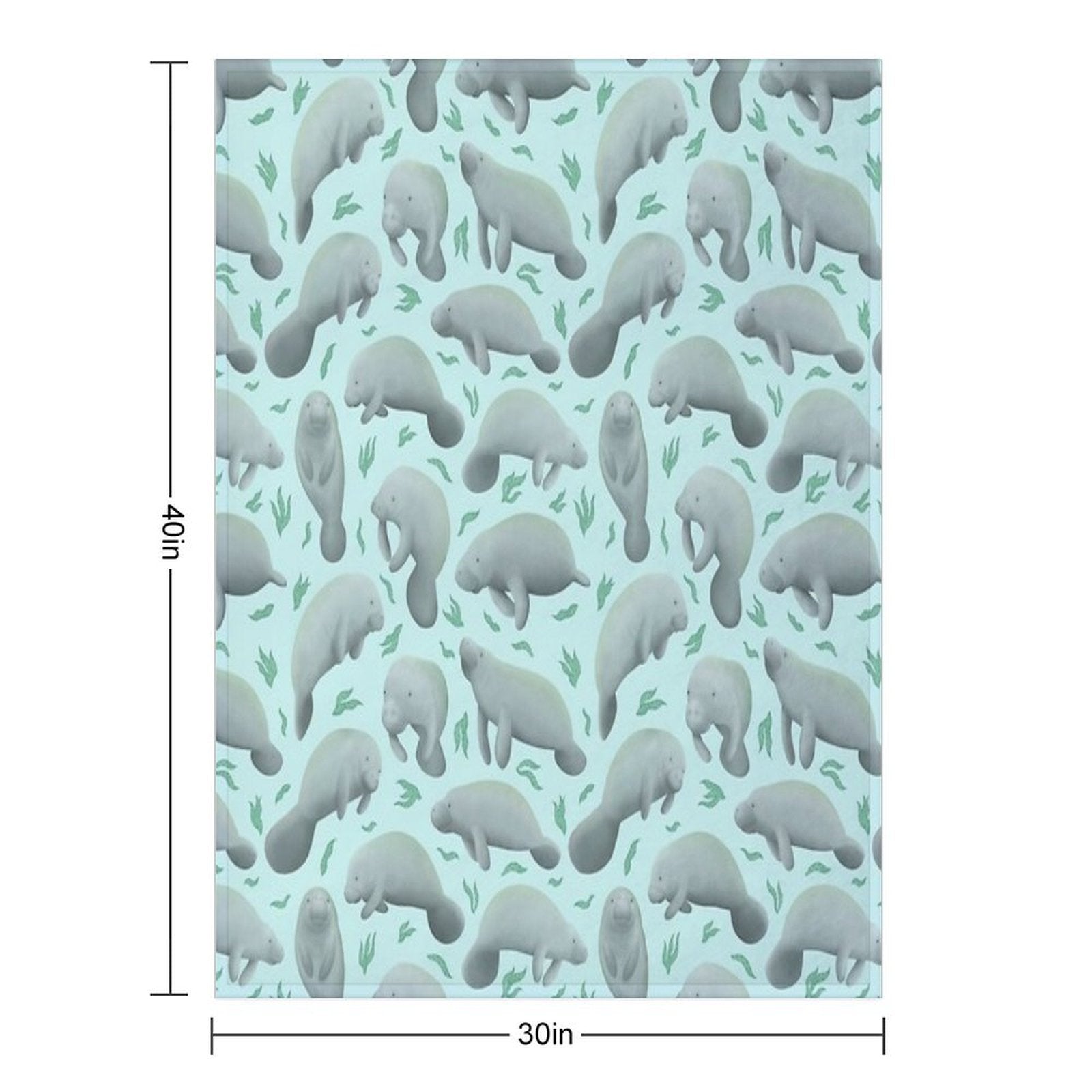 Manatees (blue) Velvety-soft Throw Blanket