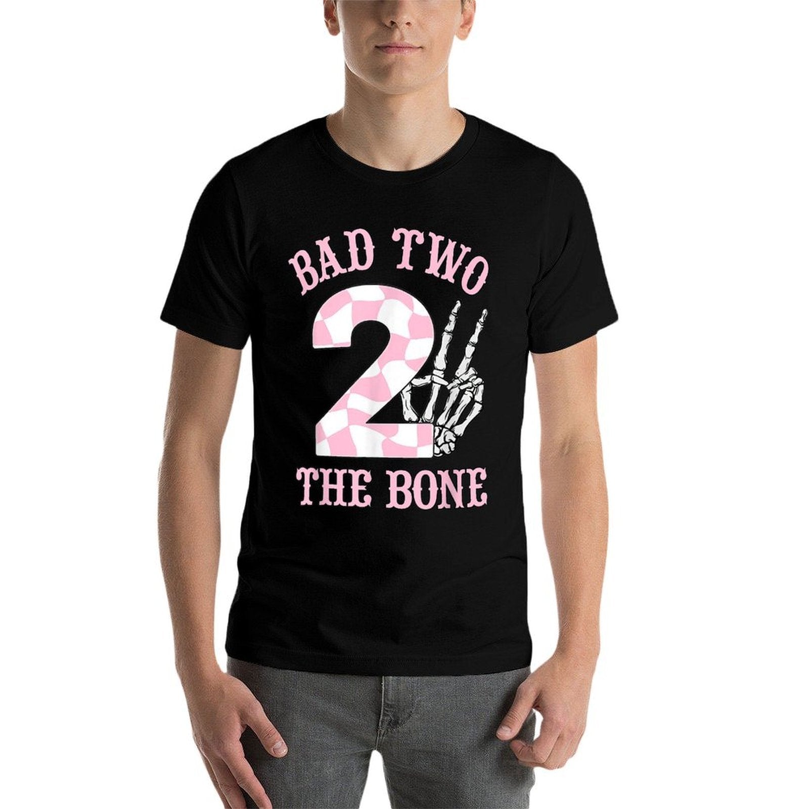 2nd Birthday Outfit Girl Bad Two The Bone Party Decorations  Trendy Pattern T-Shirt