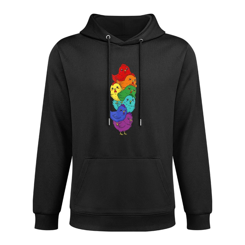Funny LGBT Rainbow Chicken Lesbian Gay Pride Mens Womens Durable Construction Hoodie