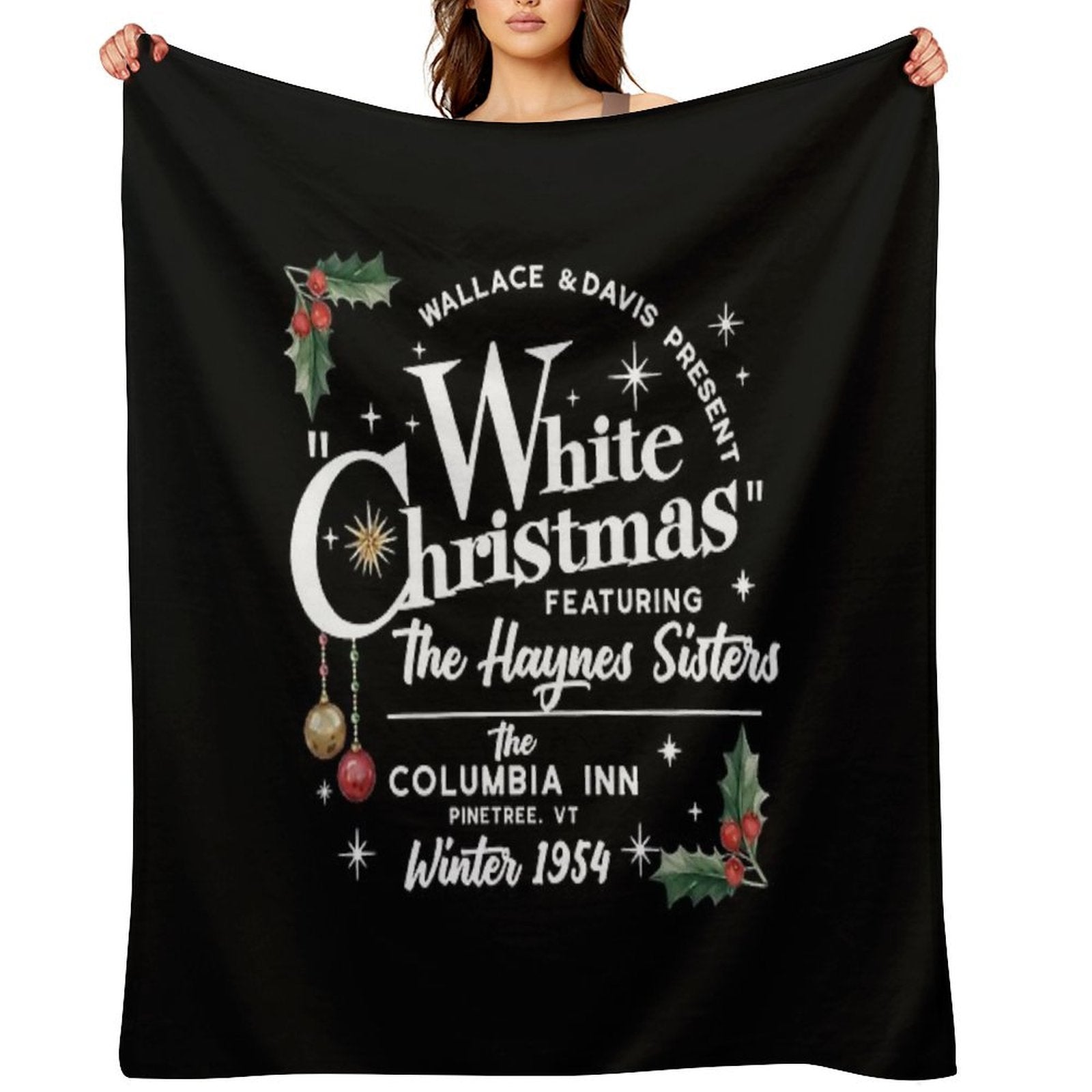 Vintage White Christmas Movie Machine-washable Throw Blanket