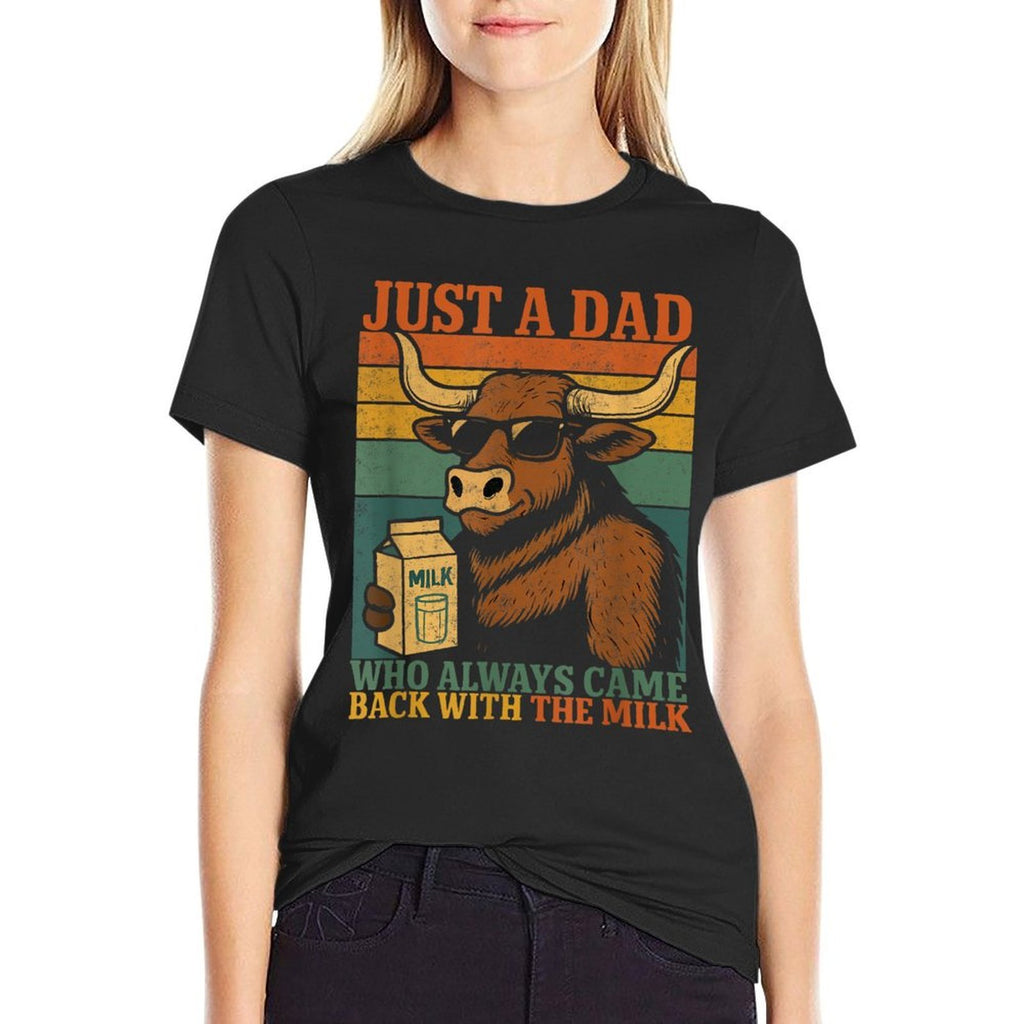 Just A Dad Who Always Came Back With The Milk Funny Dad  Polyester Blend T-Shirt