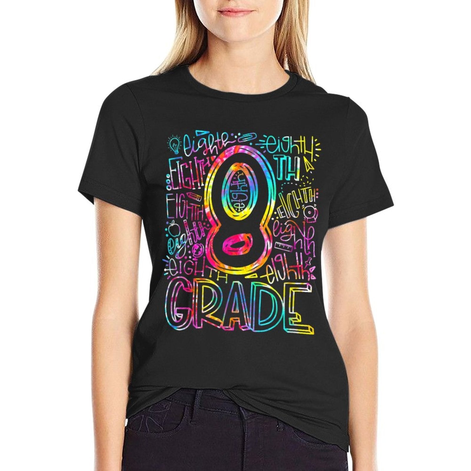 Tie Dye 8th Grade Typography Team Eighth Grade Teacher  Versatile T-Shirt