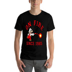 Super Mario Bros On Fire Since 1985 Red Text Collegiate  Slim-fit Cut T-Shirt